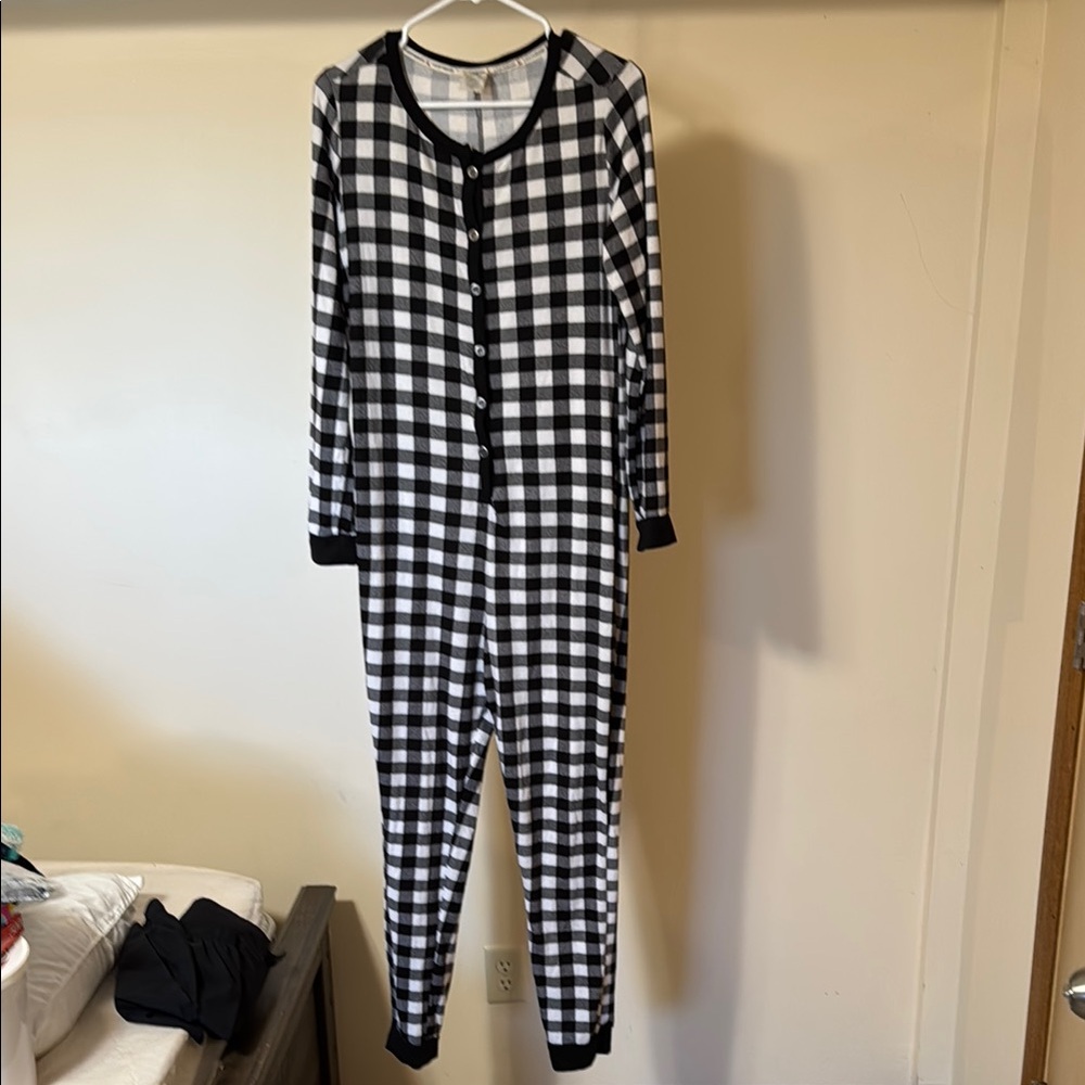 Black and White Checkered Onesie Pajamas